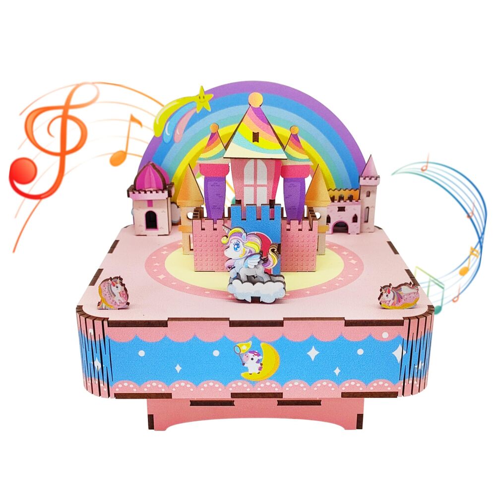 2089 3D Puzzles Music Box Unicorn DIY Rotating Music Box Kit for Teens